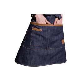 Custom-made denim apron for half-length baker, design of color matching denim apron with strap pocket in front of the cafe Denim apron specialty store SKAP107 Custom-made denim apron for half-length baker, design of color matching denim apron with strap pocket in front of the cafe Denim apron specialty store SKAP107